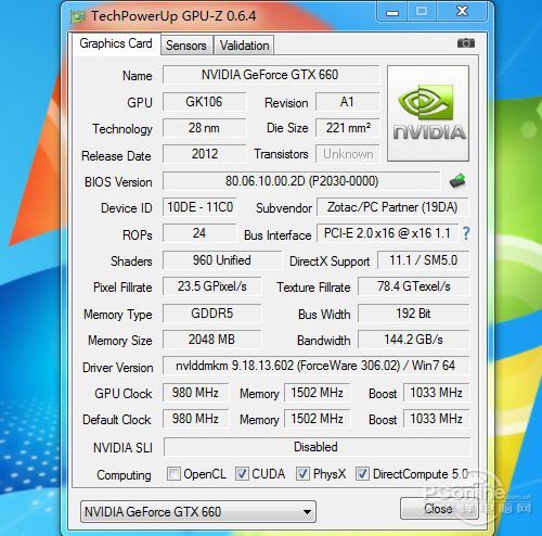 GTX660 GPUz图