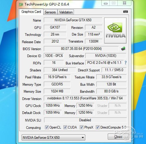 GTX650 GPU-Z图