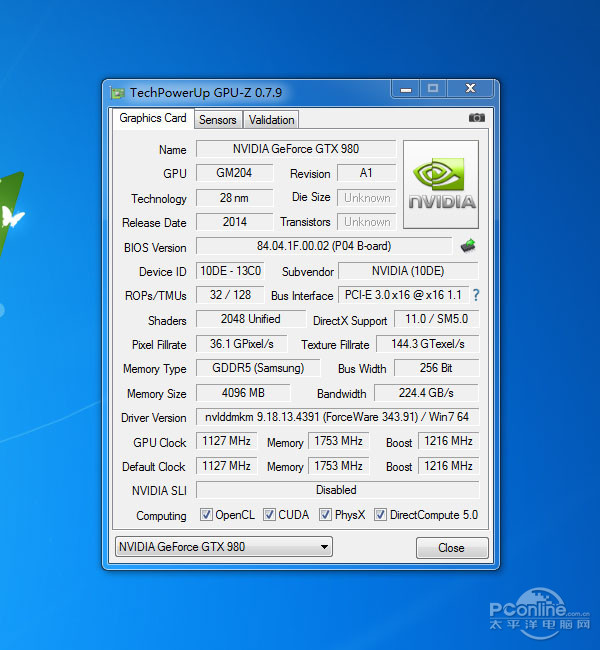 GTX980gpuz信息