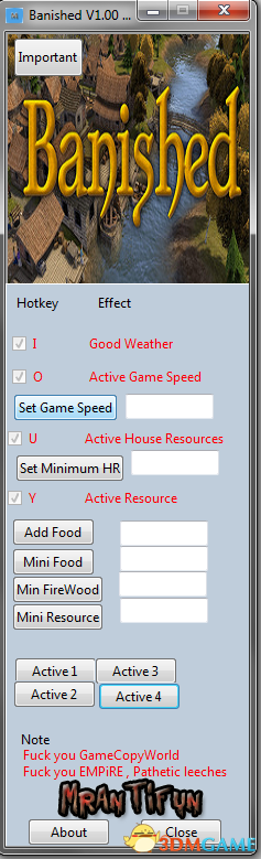 放逐之城 v1.0七项自定义数量修改器[MrAntiFun]