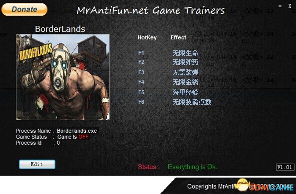无主之地2 v1.4.2.1六项修改器[MrAntiFun]