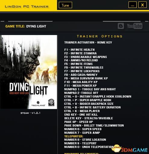消逝的光芒 v1.2.1二十六项修改器[Lingon]
