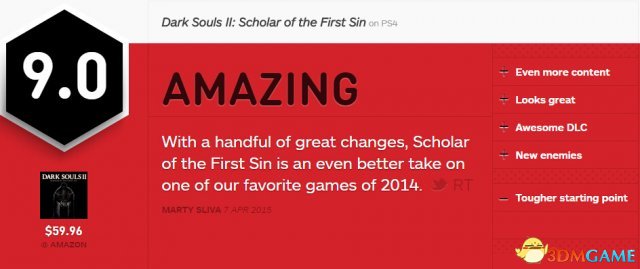 《黑暗之魂2：原罪学者》IGN 9.0分 绝对值得一玩