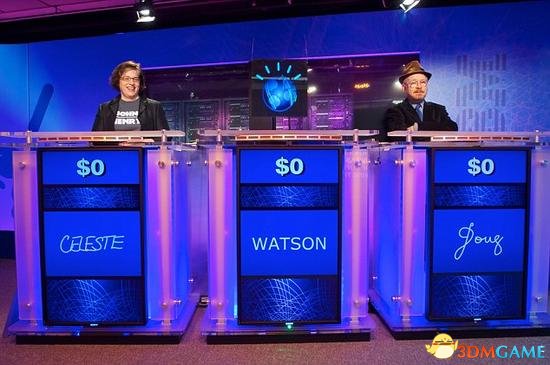 图为IBM的Watson超级计算机在智力竞赛节目中打败人类选手。