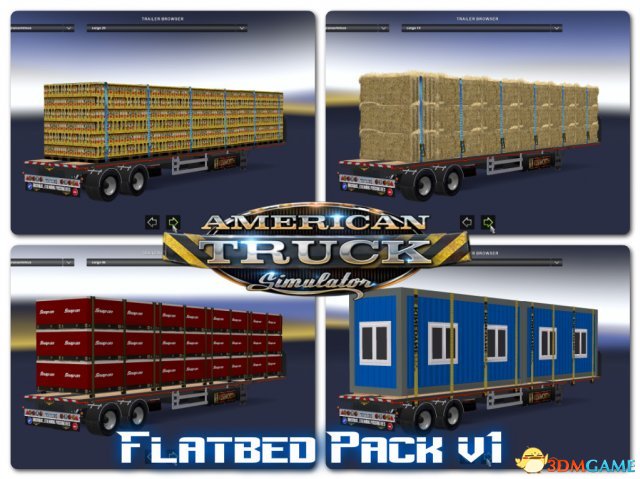 美国卡车模拟平板拖车货物MOD