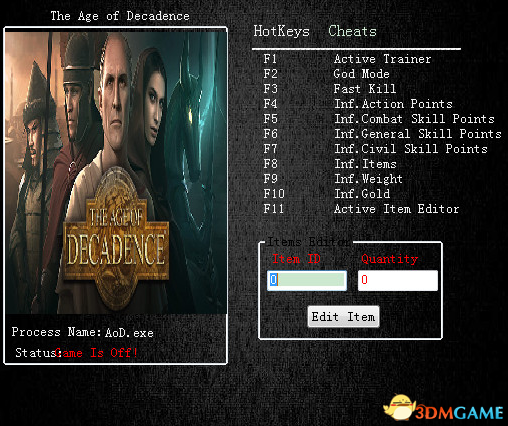 颓废年代 v1.2.0.0149十二项修改器