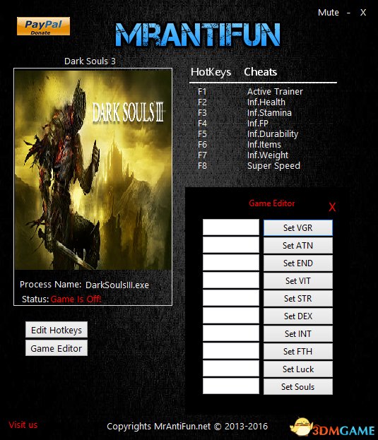 黑暗之魂3 v1.14十七项修改器[MrAntiFun]