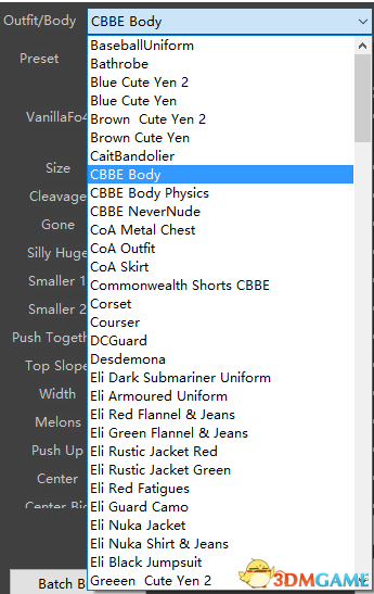 辐射4 bodyslide4.2.3身形调整工具