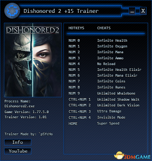 耻辱2 v1.77.5.0 十五项修改器[`pSYcHo]