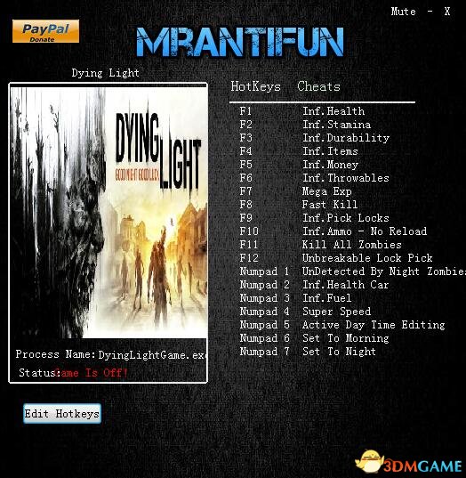 消逝的光芒：加强版 v1.12.2十九项修改器[MrAntiFun]