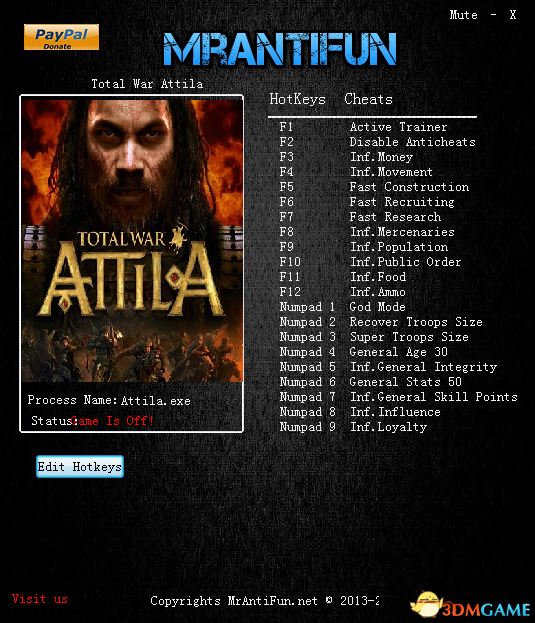 阿提拉：全面战争 v1.6.0b9824十九项修改器2017版