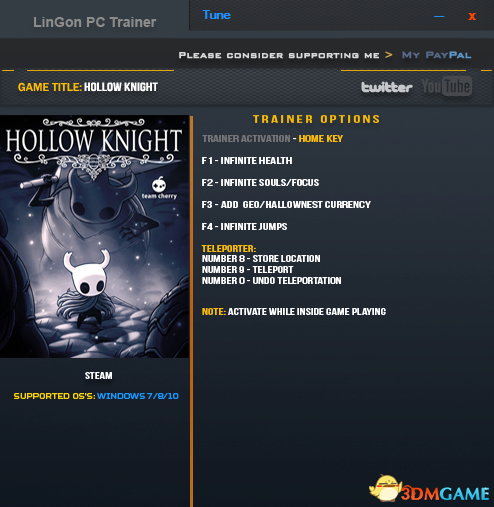 空洞骑士 v1.0.3.7九项修改器[LinGon]