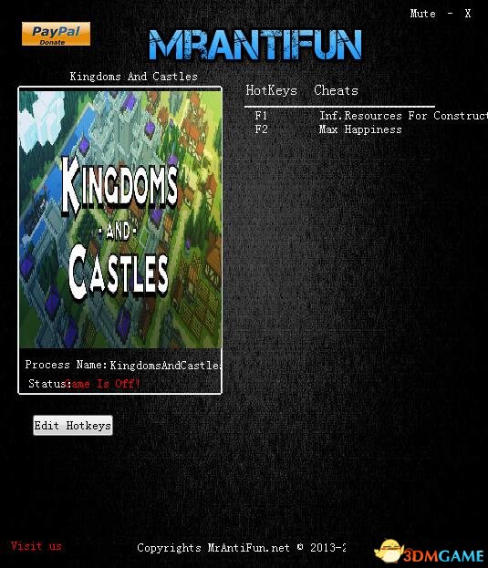 王国与城堡 无限资源幸福度两项修改器