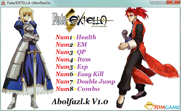 Fate/EXTELLA v1.0：X64八项修改器[Abolfazl.K]
