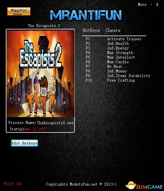 脱逃者2 v1.0九项修改器[MrAntiFun]