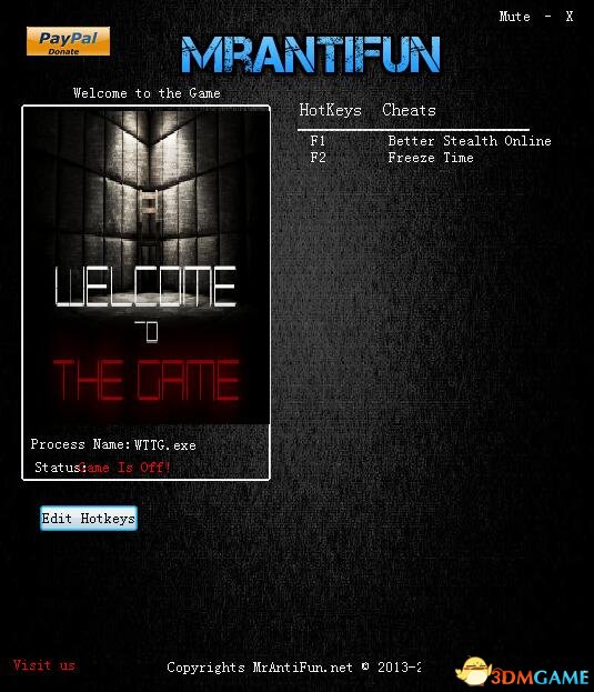 欢迎来到游戏 v2.2在线隐身冻结时间修改器[MrAntiFun]