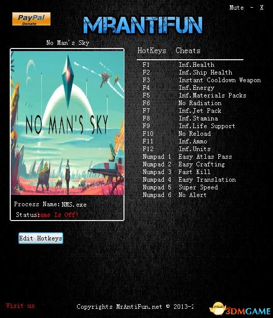 无人深空 v1.35十八项修改器[MrAntiFun]