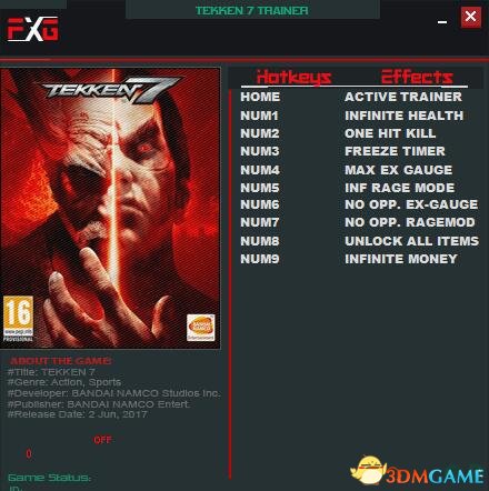 铁拳7 v1.06九项修改器[FUTUREX]