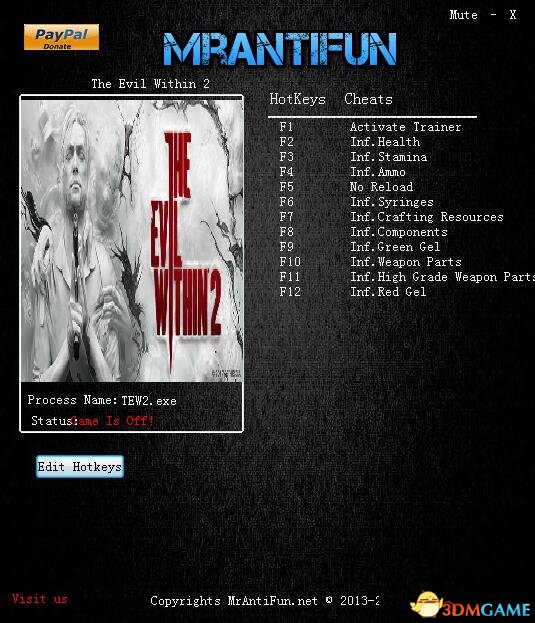 恶灵附身2 v1.0十一项修改器[MrAntiFun]