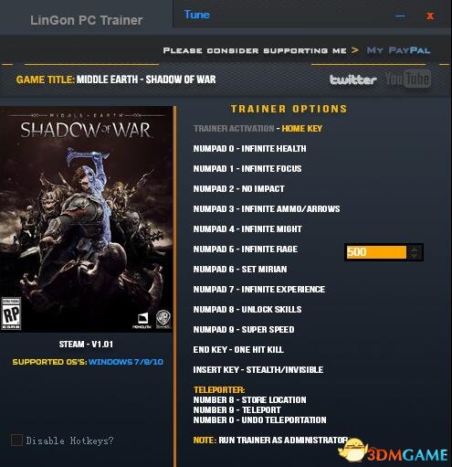 中土世界：战争之影 十四项修改器[LinGon]