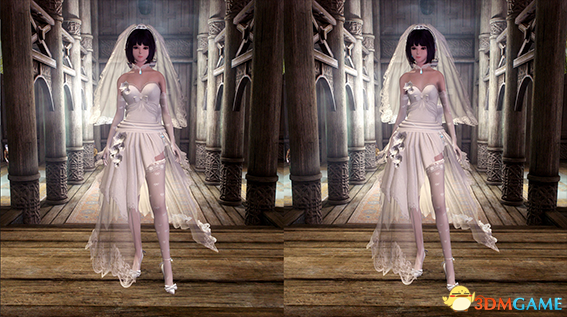 上古卷轴5 Haku MMD白色婚纱套装MOD