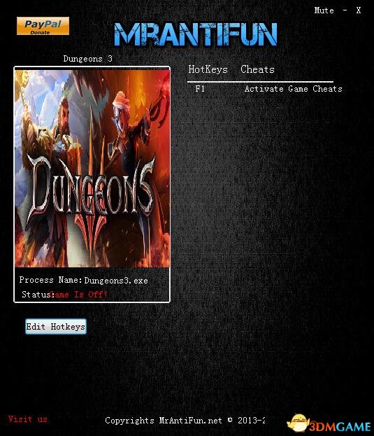 地下城3 v1.22二十项修改器[MrAntiFun]