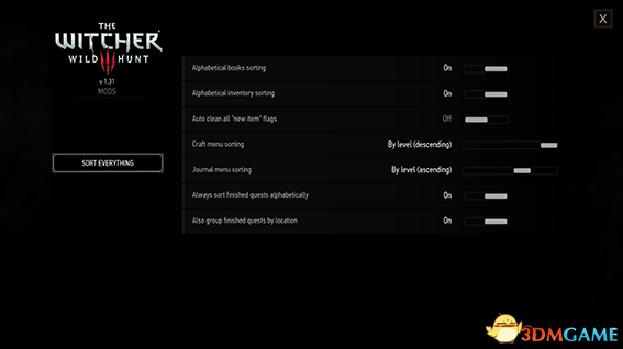 巫师3：狂猎 v1.31排序增强MOD v1.33