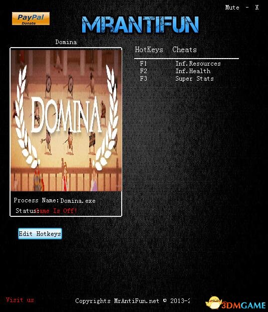 Domina v1.1.18三项修改器[MrAntiFun]