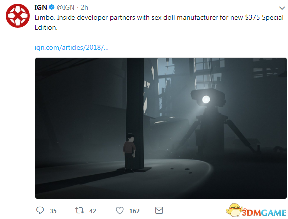 IGN满分神作《Inside》与成人娃娃厂商合作特别版