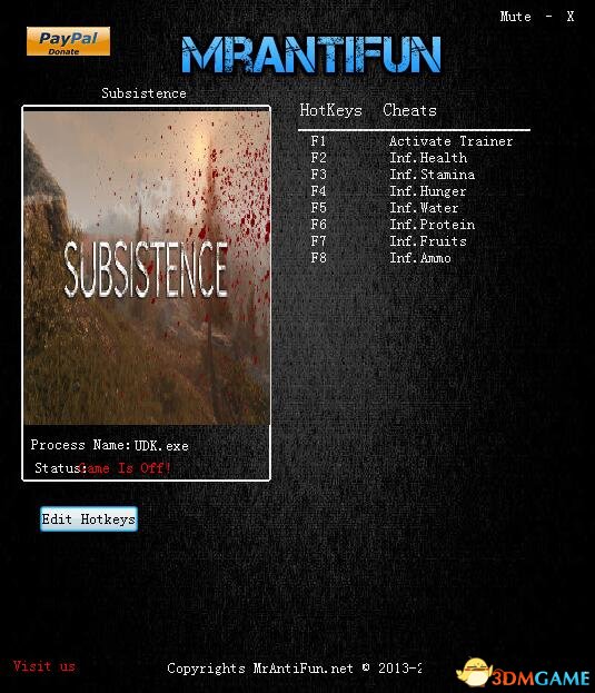 Subsistence v2018.04.07七项修改器[MrAntiFun]