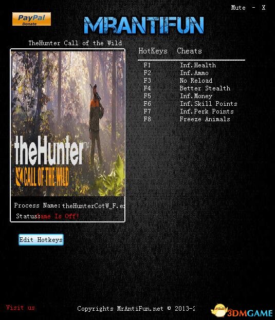 猎人：荒野的呼唤 v1.19八项修改器[MrAntiFun]