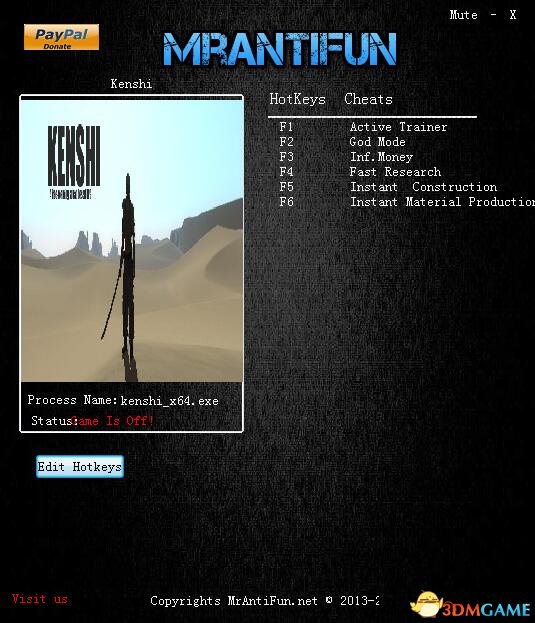 剑士Kenshi v0.67.2五项修改器[MrAntiFun]