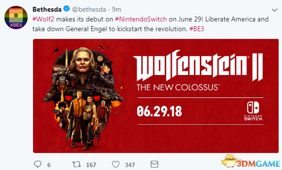 E3 2018：《德军总部2：新巨像》将登陆Switch
