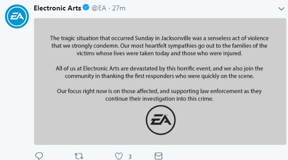 EA官方回应《麦登橄榄球》枪击案 对遇难家庭深表同情
