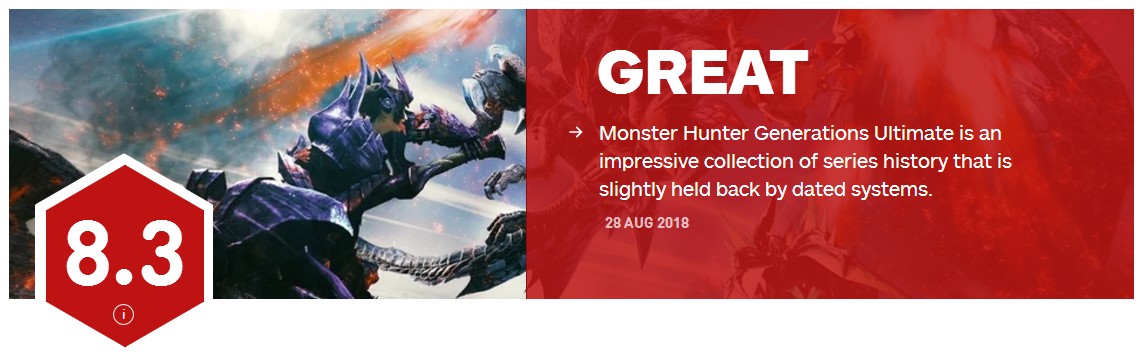 《怪物猎人GU》Switch版 IGN 8.3分 令人印象深刻
