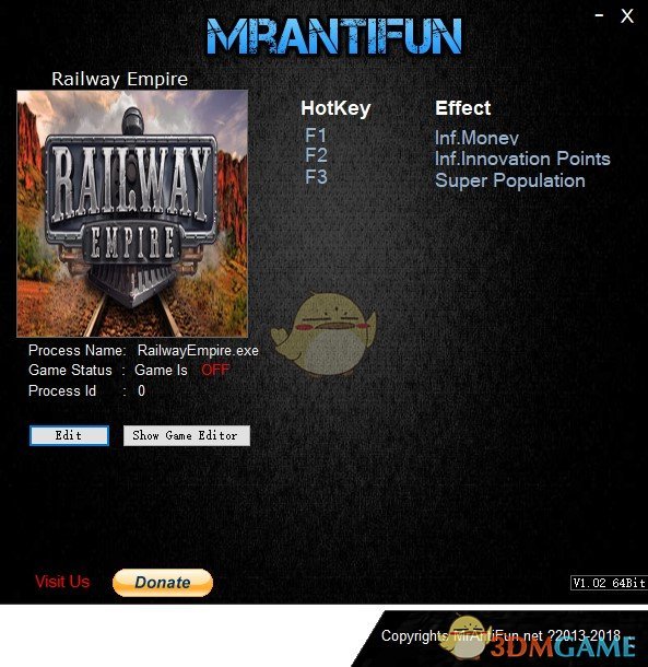 《铁路帝国》v1.15三项修改器[MrAntiFun]