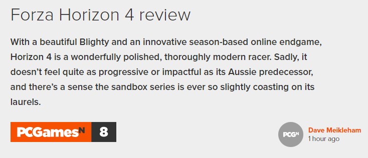 《极限竞速：地平线4》媒体评分出炉 一致好评必须一玩