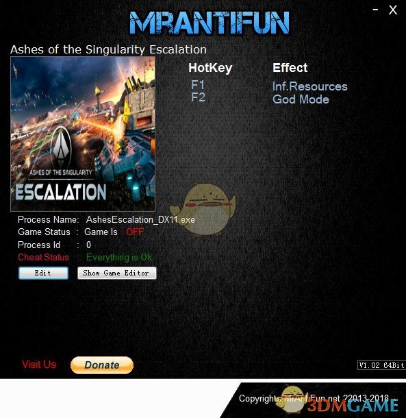 《奇点灰烬：扩展版》v2.75.32453无限资源无敌模式修改器[MrAntiFun][DX11]