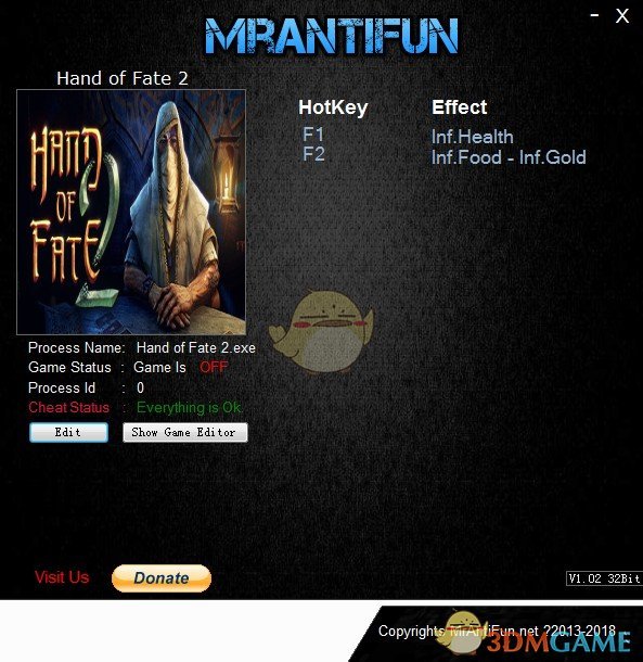 《命运之手2》v1.7.2三项修改器[MrAntiFun]