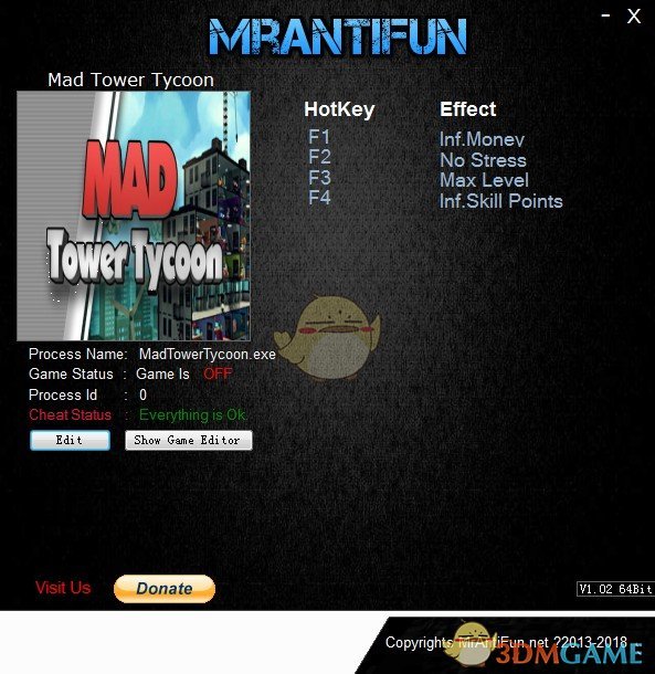 《疯狂高楼大亨》v2018.10.25B四项修改器[MrAntiFun]