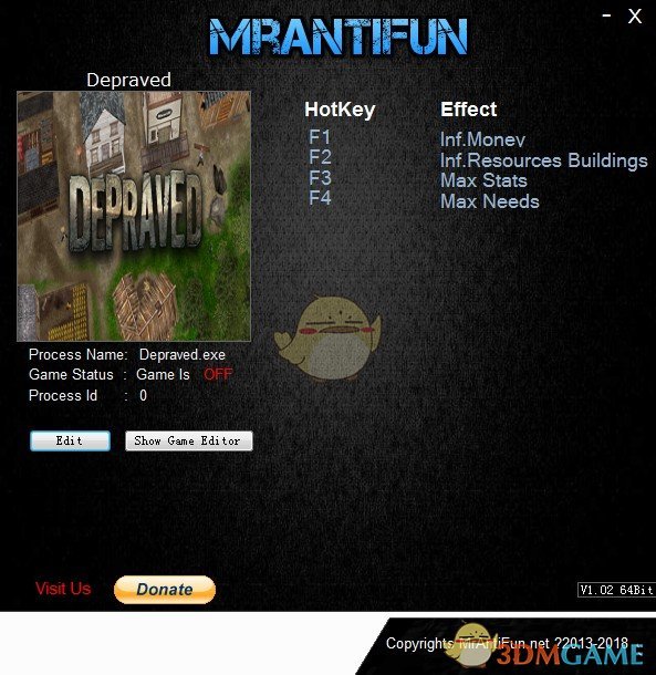 《Depraved》v0.14c.52四项修改器[MrAntiFun]