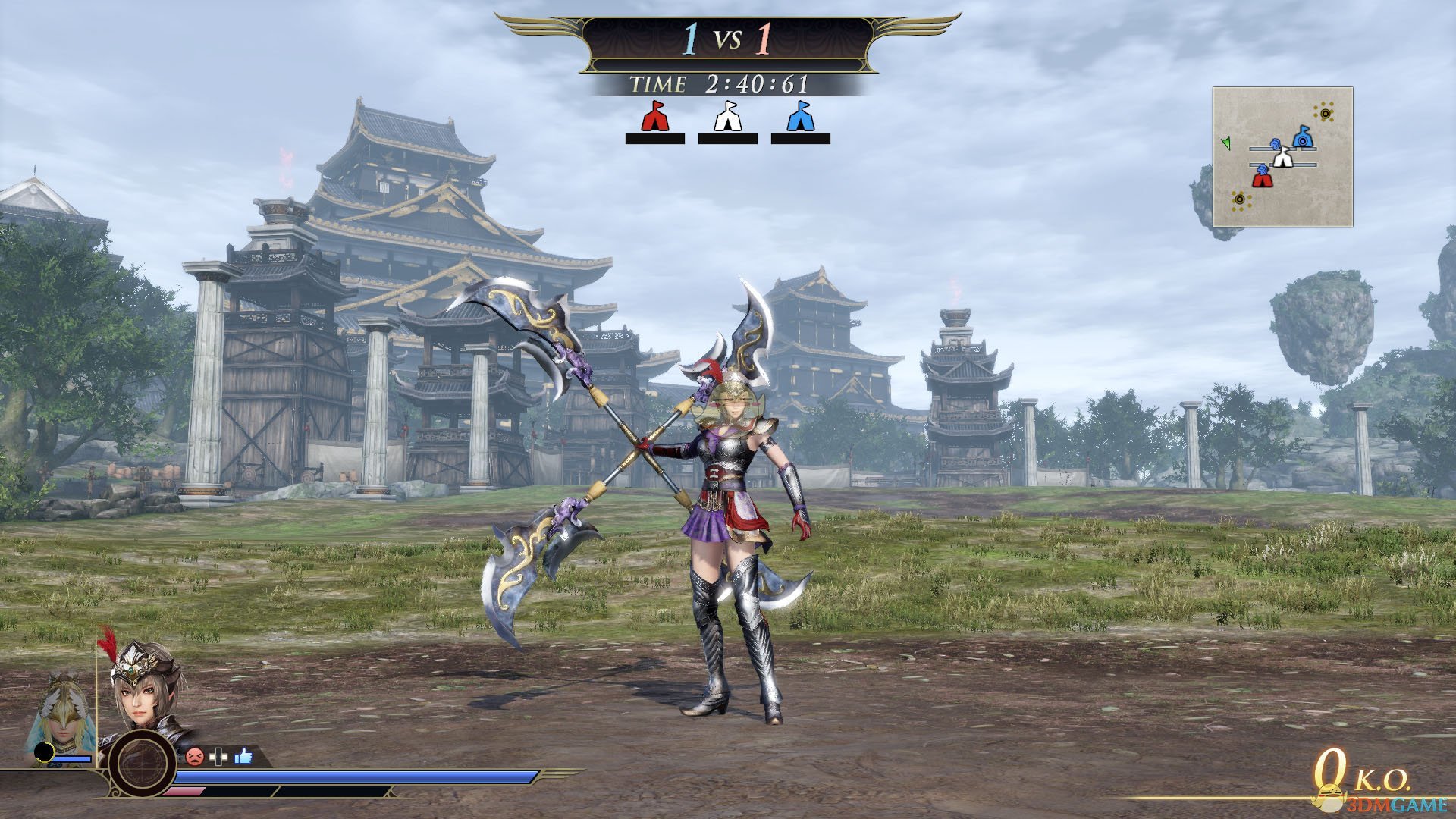 《无双大蛇3》吕绮玲传奇服装紫红银甲MOD