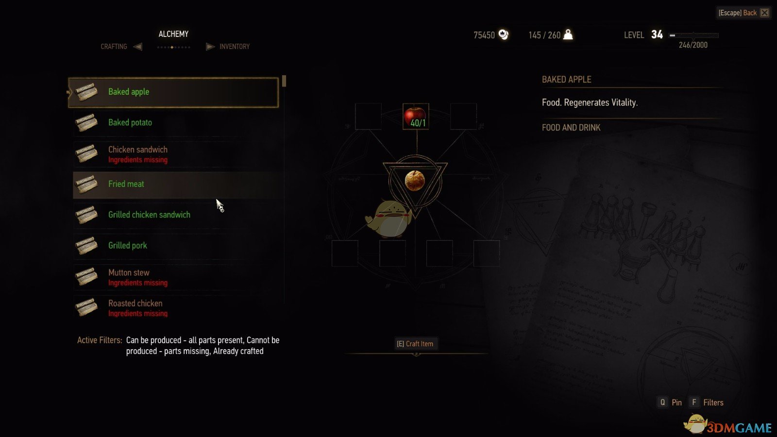 《巫师3：狂猎》炼金做食物MOD