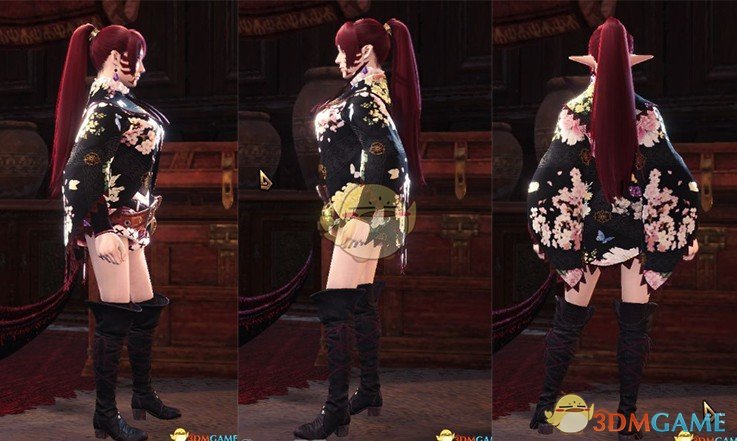 《怪物猎人：世界》黑色樱花和服MOD