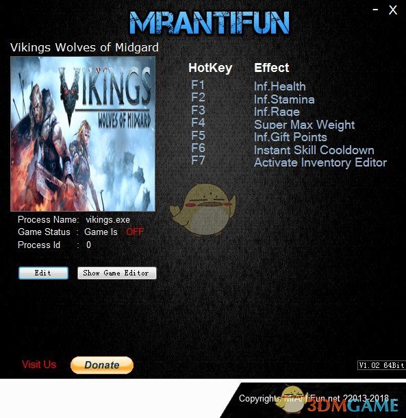 《维京：人中之狼》v2.1七项修改器[MrAntiFun]