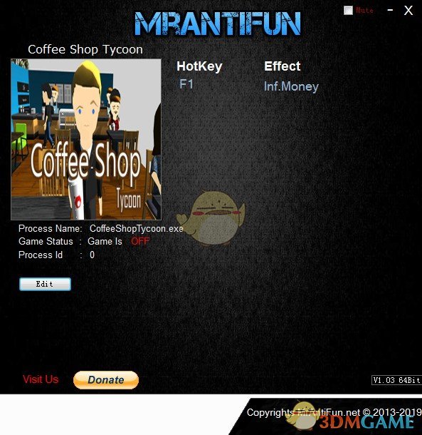 《咖啡店大亨》v0.4.8无限金钱修改器[MrAntiFun]