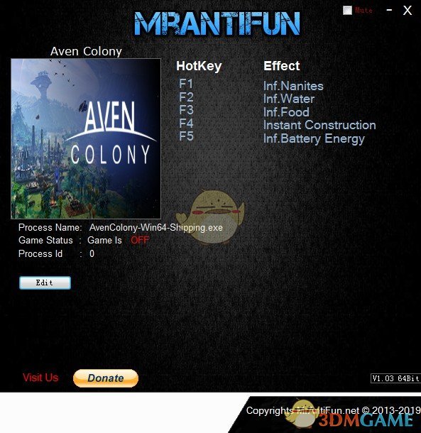 《艾文殖民地》v1.0.25665五项修改器[MrAntiFun]