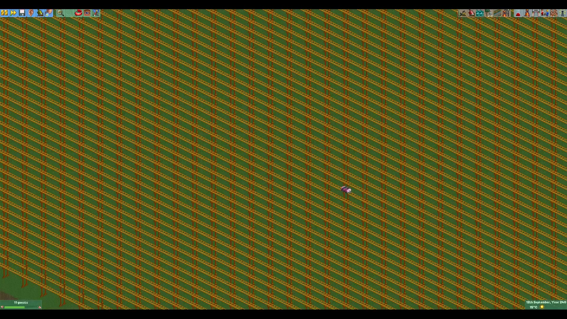 玩家在《过山车大亨2》建造超长轨道 坐完需要12年！