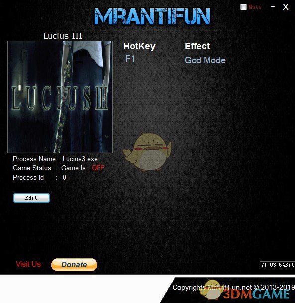 《卢修斯3》v1.18无敌模式修改器[MrAntiFun]