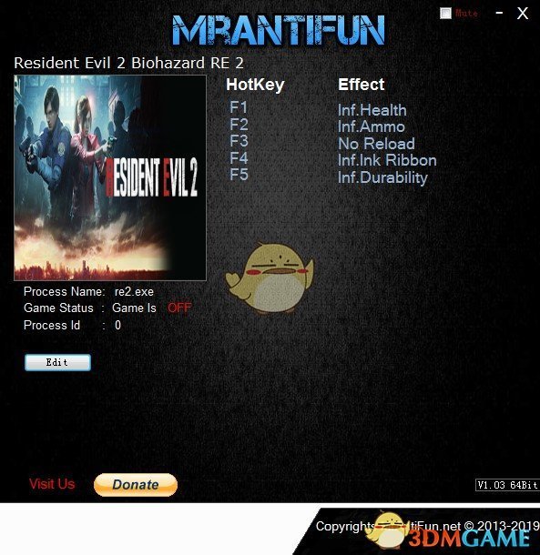 《生化危机2：重制版》v2019.01.25五项修改器[MrAntiFun]